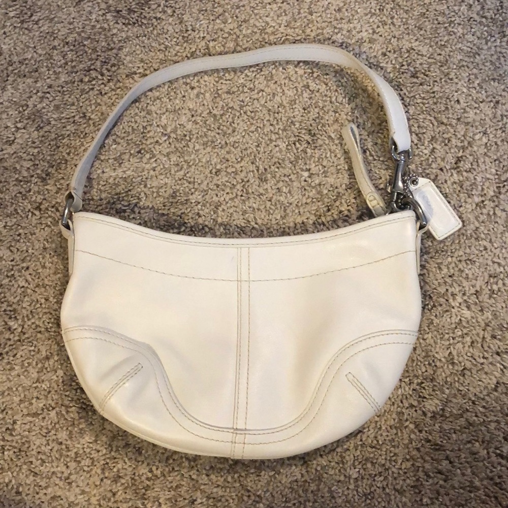 Coach white leather shoulder bag
